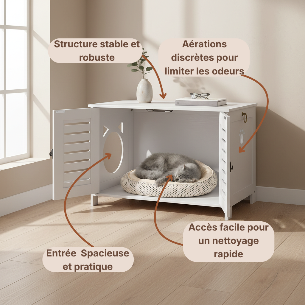 Meuble cache litière aéré anti-odeur — Félis Air