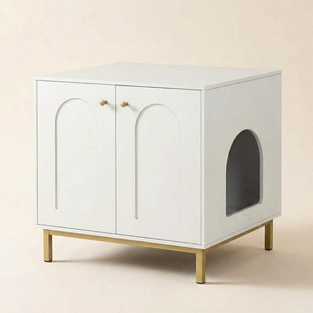 Meuble cache litière compact discret sur pieds — Félis Gold