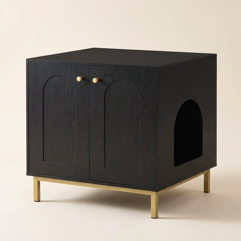 Meuble cache litière compact discret sur pieds — Félis Gold