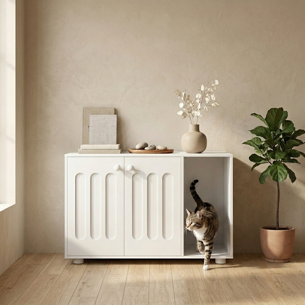 Meuble cache litière fermé design texturé — Félis Line