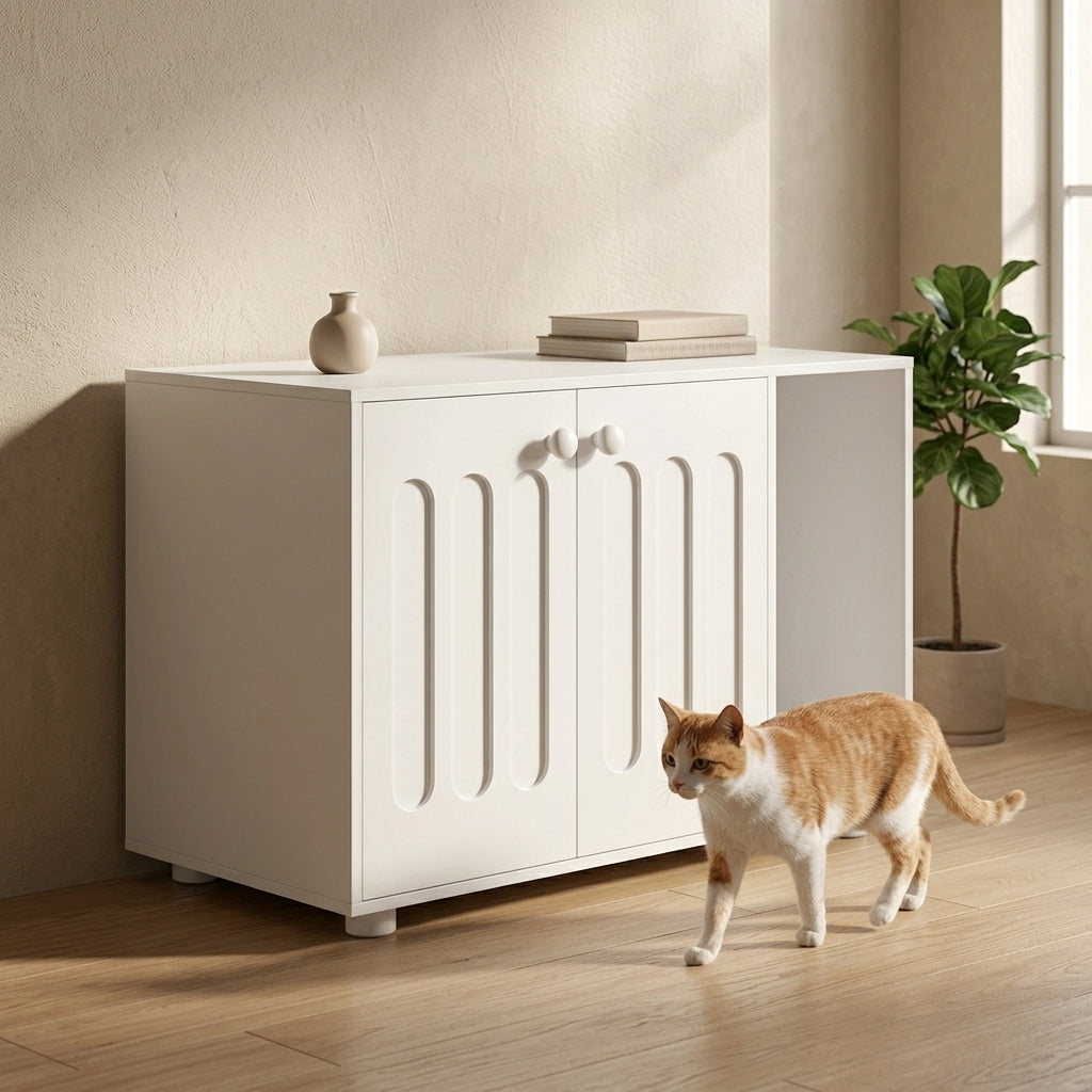 Meuble cache litière fermé design texturé — Félis Line