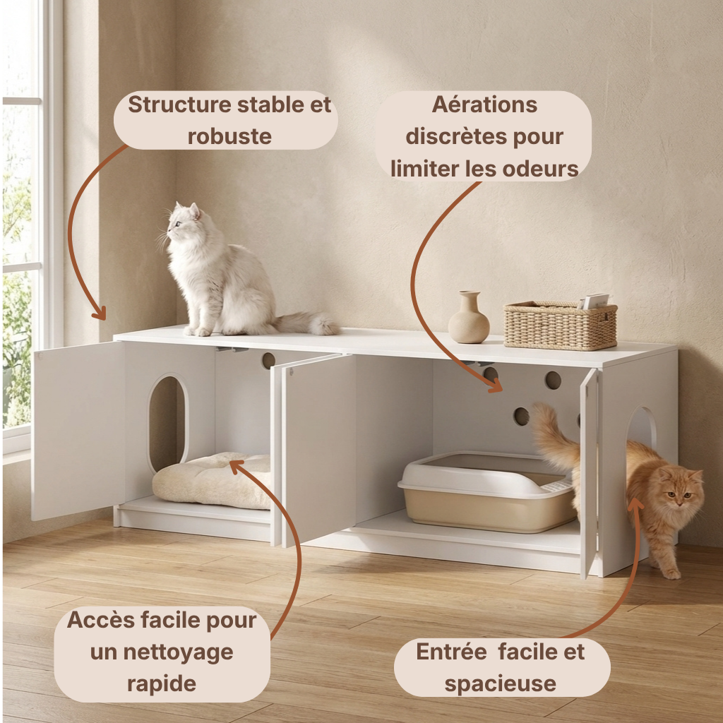 Meuble cache litière invisible grand format — Félis Pure