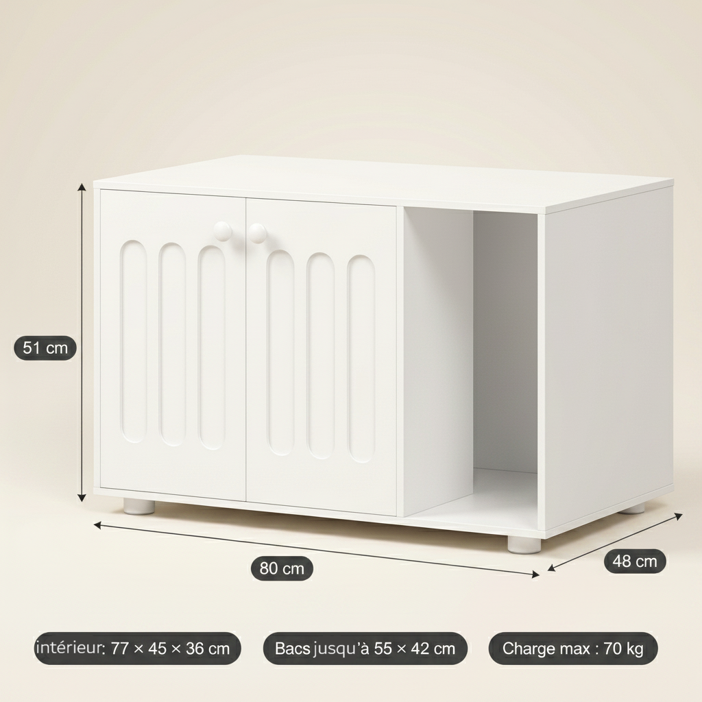 Meuble cache litière fermé design texturé — Félis Line